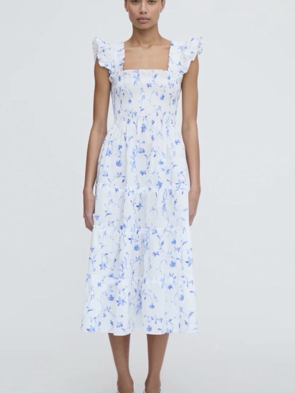 Hill House Home Ellie Nap Dress Blue Botanical Floral Smocked Midi - Picture 7 of 8